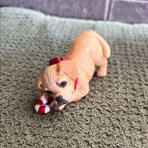 Enesco Porcelain Golden Retriever for Christmas 1985 Kathy Wise Holiday Figurine